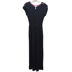 Matilda Jane Women's Night Owl A-Line Maxi Dress Short Sleeve Black Size XS